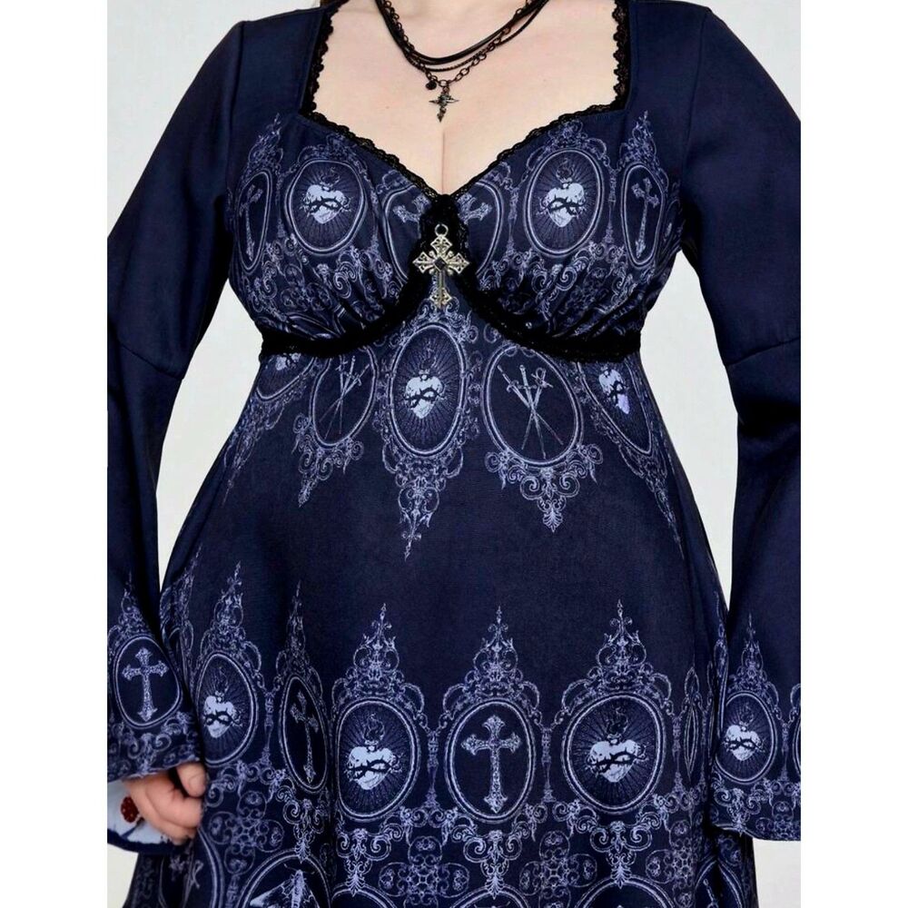 ROMWE Dark Castle Church Window Gothic Dress 2XL Halloween NWOT